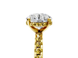 Yellow gold Round Cut Diamond Solitaire Ring with Round with Yellow Sapphire side stone Pavé Band and Four-Prong Setting_41