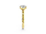 Yellow gold Round Cut Diamond Solitaire Ring with Round with Yellow Sapphire side stone Pavé Band and Prong Setting_14