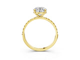 Yellow gold Round Cut Diamond Solitaire Ring with Round with Yellow Sapphire side stone Pavé Band and Prong Setting_15