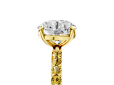 Yellow gold Round Cut Diamond Solitaire Ring with Round with Yellow Sapphire side stone Pavé Band and Prong Setting_17