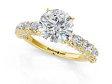 Yellow gold Round Cut Diamond Solitaire Ring with Shared Prong Pavé Band and Four-Prong Setting_85