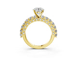 Yellow gold Round Cut Diamond Solitaire Ring with Shared Prong Pavé Band and Four-Prong Setting_87