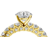 Yellow gold Round Cut Diamond Solitaire Ring with Shared Prong Pavé Band and Four-Prong Setting_88