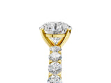 Yellow gold Round Cut Diamond Solitaire Ring with Shared Prong Pavé Band and Four-Prong Setting_89