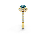 Yellow gold Round Cut Diamond Solitaire Ring with Shared Prong Pavé Band_2