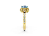 Yellow gold Round Cut Diamond Solitaire Ring with Shared Prong Pavé Band_2