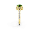 Yellow gold Round Cut Diamond Solitaire Ring with Shared Prong Pavé Band_2