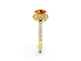 Yellow gold Round Cut Diamond Solitaire Ring with Shared Prong Pavé Band_2