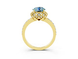 Yellow gold Round Cut Diamond Solitaire Ring with Shared Prong Pavé Band_3