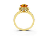 Yellow gold Round Cut Diamond Solitaire Ring with Shared Prong Pavé Band_3