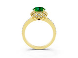Yellow gold Round Cut Diamond Solitaire Ring with Shared Prong Pavé Band_3