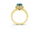 Yellow gold Round Cut Diamond Solitaire Ring with Shared Prong Pavé Band_3