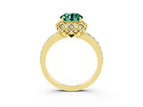 Yellow gold Round Cut Diamond Solitaire Ring with Shared Prong Pavé Band_3