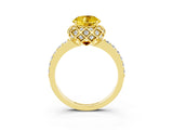 Yellow gold Round Cut Diamond Solitaire Ring with Shared Prong Pavé Band_3