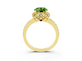 Yellow gold Round Cut Diamond Solitaire Ring with Shared Prong Pavé Band_3