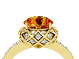 Yellow gold Round Cut Diamond Solitaire Ring with Shared Prong Pavé Band_4