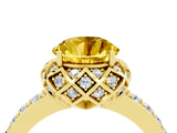 Yellow gold Round Cut Diamond Solitaire Ring with Shared Prong Pavé Band_4