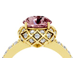 Yellow gold Round Cut Diamond Solitaire Ring with Shared Prong Pavé Band_4