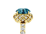 Yellow gold Round Cut Diamond Solitaire Ring with Shared Prong Pavé Band_5