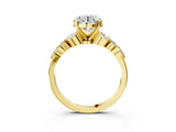 Yellow gold Round Cut Diamond Solitaire Ring with Side Stones and Four-Prong Setting_61