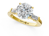 Yellow gold Round Cut Diamond Solitaire Ring with Tapered Baguette Accents and Four-Prong Setting_77