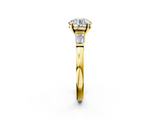 Yellow gold Round Cut Diamond Solitaire Ring with Tapered Baguette Accents and Four-Prong Setting_78