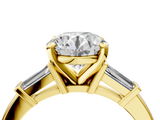 Yellow gold Round Cut Diamond Solitaire Ring with Tapered Baguette Accents and Four-Prong Setting_80