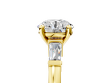 Yellow gold Round Cut Diamond Solitaire Ring with Tapered Baguette Accents and Four-Prong Setting_81