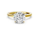 Yellow gold Round Cut Diamond Solitaire Ring with Thin Band and Prong Setting_12