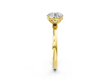 Yellow gold Round Cut Diamond Solitaire Ring with Thin Band and Prong Setting_14