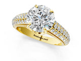 Yellow gold Round Cut Diamond Solitaire Ring with Three-Row Pavé Band and Four-Prong Setting_74