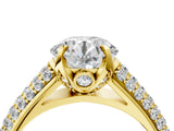 Yellow gold Round Cut Diamond Solitaire Ring with Three-Row Pavé Band and Four-Prong Setting_77