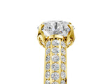 Yellow gold Round Cut Diamond Solitaire Ring with Three-Row Pavé Band and Four-Prong Setting_78