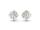 Yellow gold Round Cut Diamond Solitaire Stud Earrings with Floral Petal Setting_12