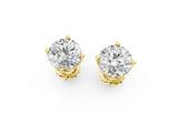 Yellow gold Round Cut Diamond Solitaire Stud Earrings with Floral Petal Setting_13