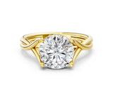 Yellow gold Round Cut Diamond Solitaire Twist Band Prong Setting Ring_70