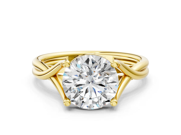 Yellow gold Round Cut Diamond Solitaire Twist Band Prong Setting Ring