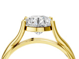 Yellow gold Round Cut Diamond Solitaire Twist Band Prong Setting Ring_74
