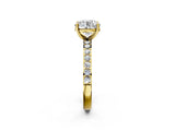 Yellow gold Round Cut Diamond Solitaire with Pave Band and Four-Prong Setting 2