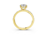 Yellow gold Round Cut Diamond Solitaire with Pave Band and Four-Prong Setting 3
