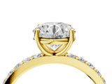 Yellow gold Round Cut Diamond Solitaire with Pave Band and Four-Prong Setting 4