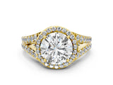 Yellow gold Round Cut Diamond Split Shank Halo Ring with Four-Prong Setting_65
