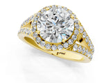 Yellow gold Round Cut Diamond Split Shank Halo Ring with Four-Prong Setting_66