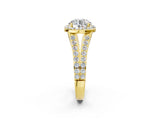 Yellow gold Round Cut Diamond Split Shank Halo Ring with Four-Prong Setting_67
