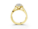 Yellow gold Round Cut Diamond Split Shank Halo Ring with Four-Prong Setting_68