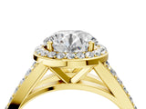 Yellow gold Round Cut Diamond Split Shank Halo Ring with Four-Prong Setting_69