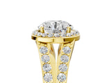 Yellow gold Round Cut Diamond Split Shank Halo Ring with Four-Prong Setting_70