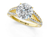 Yellow gold Round Cut Diamond Split Shank Pavé Engagement Ring with Four-Prong Setting_100
