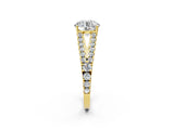 Yellow gold Round Cut Diamond Split Shank Pavé Engagement Ring with Four-Prong Setting_101