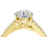 Yellow gold Round Cut Diamond Split Shank Pavé Engagement Ring with Four-Prong Setting_103